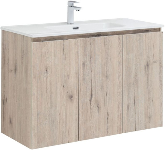 Тумба с раковиной Aquanet Алвита New 100 дуб веллингтон белый