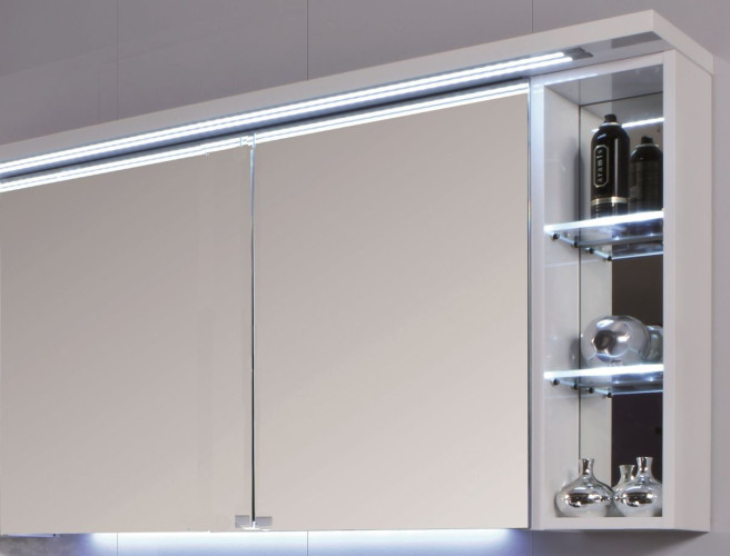 Puris Crescendo, зеркальный шкаф (2 двери) c LED подсветкой 900 мм правый, цвет дуб светлый