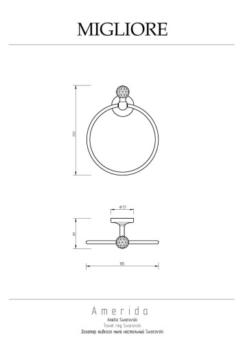 Кольцо, бронза/Swarovski Migliore Amerida