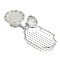 Мыльница с корзинкой настенная, керамика с декором/хром Migliore Provance