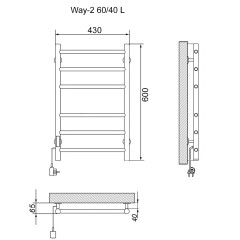 Полотенцесушитель Электрич.кабельный Ника WAY-2 60/40 левый тэн