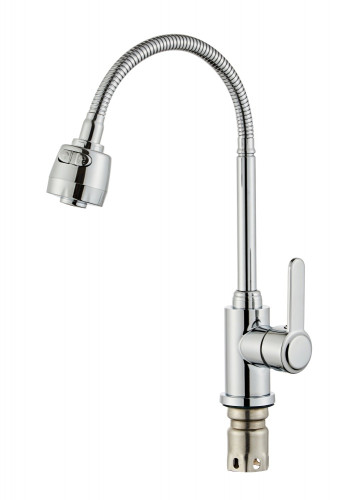 15038-S См-ль од. для кухни НЕРЖ с гиб. изливом (ХРОМ) ViEiR (10/1шт)