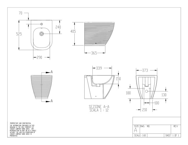 Disegno ceramica Loom, напольное биде, 52,5x37,3хh40,5 см, цвет черный матовый