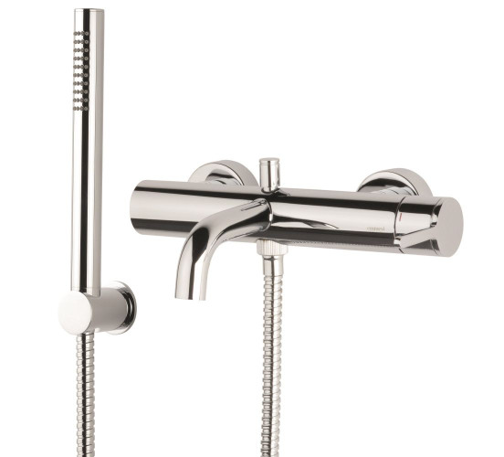 Emmevi Filobrass, однорычажный смеситель для ванны (излив 18,2 см), с набором для душа, цвет хром