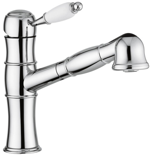 Emmevi Laguna, однорычажный кухонный смеситель с поворотным вытяжным изливом (излив 23,2 см), без донного клапана, цвет хром