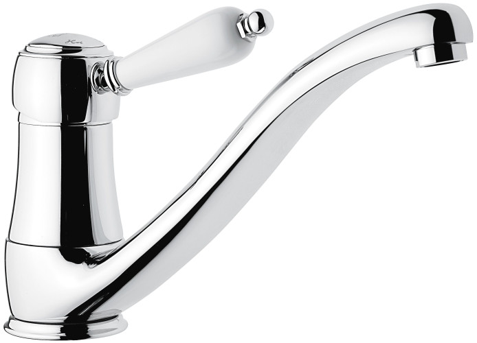 Emmevi Laguna, однорычажный кухонный смеситель с поворотным вытяжным изливом (излив 23,2 см), без донного клапана, цвет хром
