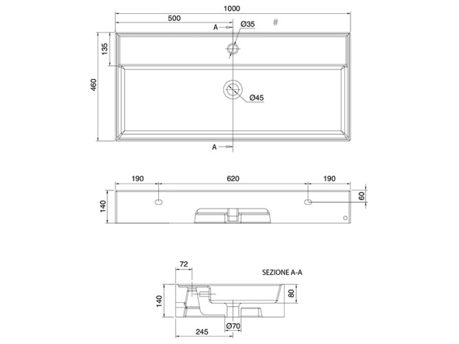 Раковина накладная/  подвесная Scarabeo TEOREMA 8031/R-100A