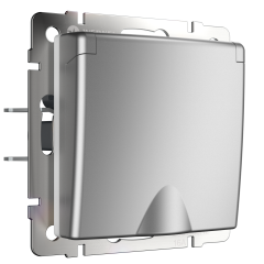 W1171206/ Розетка влагозащ. с зазем. с защит. крышкой и шторками (серебряный) W1171206