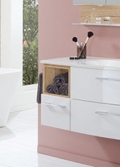 Marlin 3160motion, боковой шкаф под рак. 30х48см  (1 верх. полка в цвете белый шелковый глянец и 1 ящик) для тумбы WNWUG92DR, цвет белый глянец