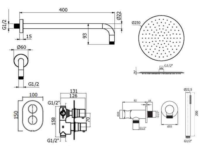 Комплект для душа Plumberia Selection IXO KITXOT18CR