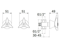 Пара вентилей MAMOLI GIO PONTI 2512PE000001