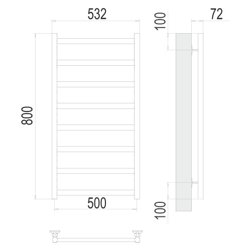 Полотенцесушитель TERMINUS Эконом Аврора П8 500х800 NEW