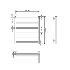 Полотенцесушитель водяной Comfysan Marte-K W-5 60/50 с полкой, черный