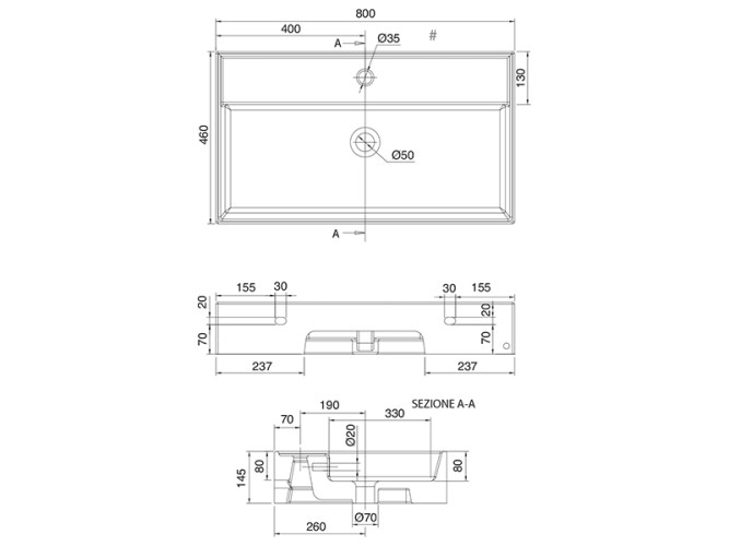 Раковина накладная/  подвесная Scarabeo TEOREMA 8031/R80