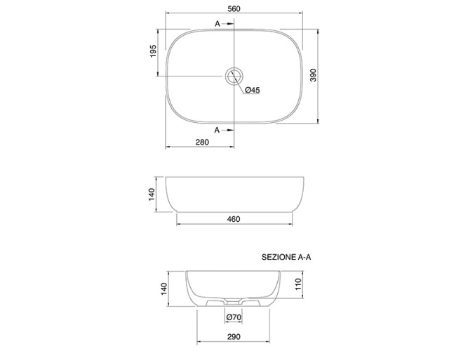Раковина накладная Scarabeo GLAM 1804/56