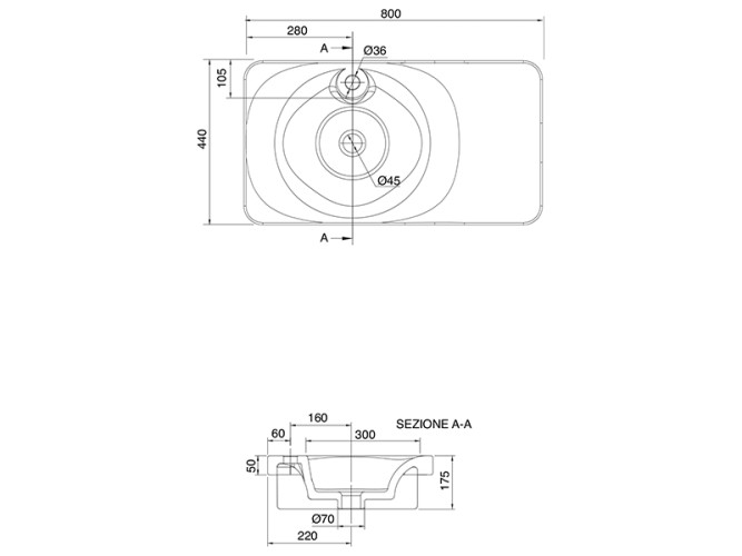 Раковина встраиваемая Scarabeo FUJI 6014