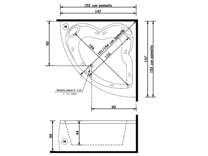 Ванна с гидромассажем TREESSE DAFNE V724E/V724F/BVP/MIX