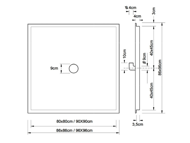 Поддон для душа квадратный HATRIA AUTONOMY Y0CB01