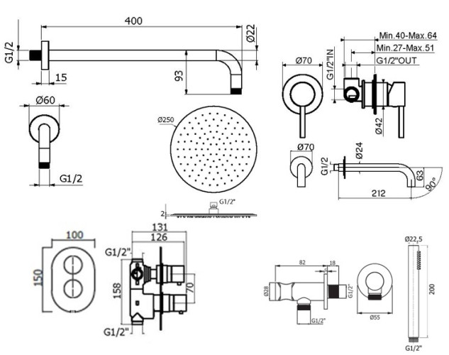 Комплект для душа Plumberia Selection IXO KITXOT18CR210