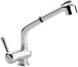 Emmevi Laguna, однорычажный кухонный смеситель с поворотным вытяжным изливом (излив 24 см) и металлической ручкой, без донного клапана, цвет хром