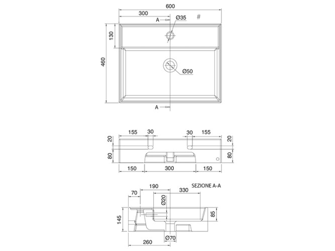 Раковина накладная/  подвесная Scarabeo TEOREMA 8031/R60