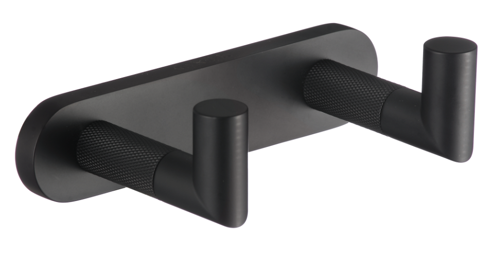 19552-C Крючок двойной для полотенец (ЧЕРНЫЙ) GANZER  (20/1шт)