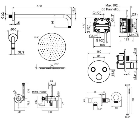 Комплект для душа Plumberia Selection PS BOX KITZPSB02CR