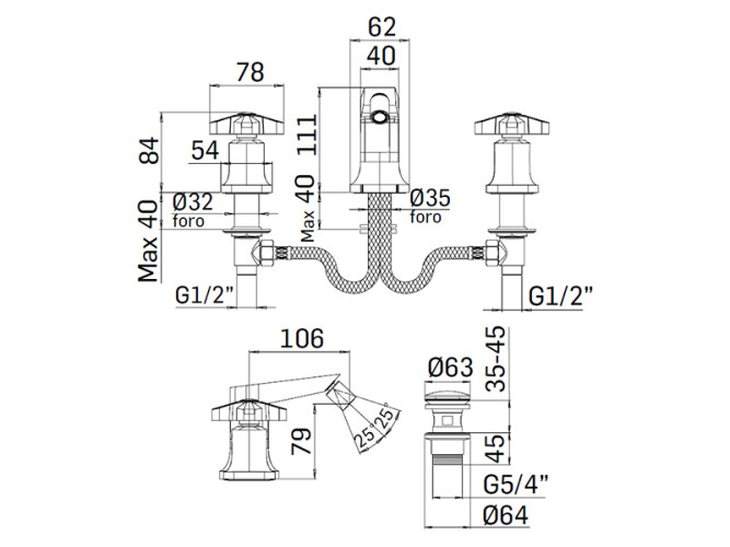 Смеситель для биде MAMOLI 1938 553800000651