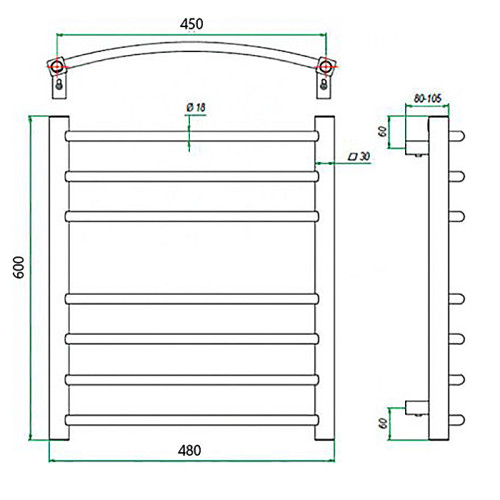 Полотенцесушитель ГРОТА ECOCALMA 48/60