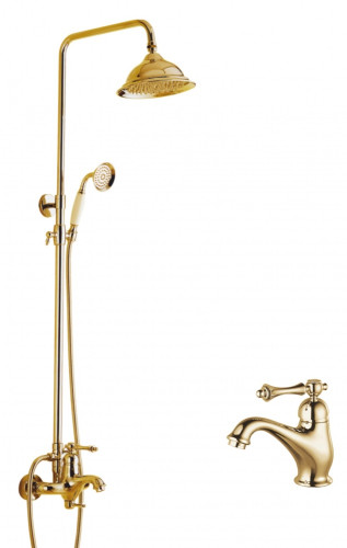 77067-E Душевой релинг с раковиной (ЗОЛОТО)  "GANZER"  (4/1шт)