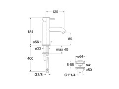 Смеситель для раковины CRISTINA TRICOLORE VERDE TV26424