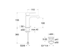 Смеситель для раковины CRISTINA QUADRI S QS22077