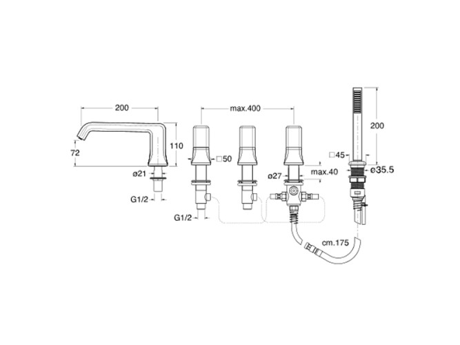 Смеситель для ванны для монтажа на борт CRISTINA ITALY IT12146