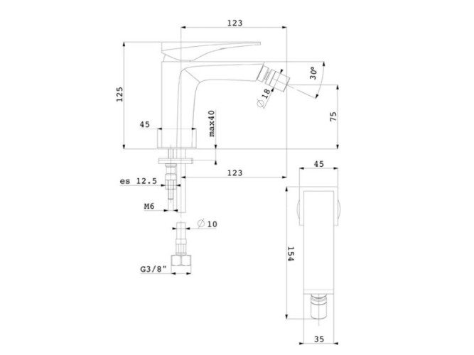 Смеситель для биде FIMA CARLO FRATTINI ZETA Fima F3962NCR