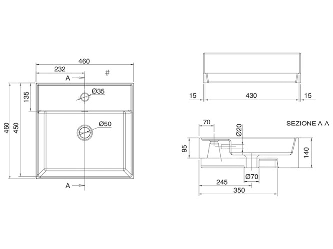 Раковина полувстраиваемая Scarabeo TEOREMA 8031/D