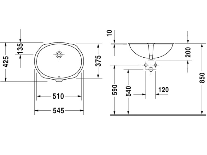Раковина встраиваемая снизу DURAVIT SANTOSA 0466510000