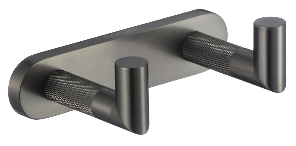 19552-Q Крючок двойной для полотенец (ГРАФИТ) GANZER  (20/1шт)