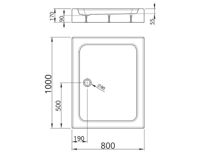 Душевой акриловый поддон RADAWAY LAROS SLD81017-01
