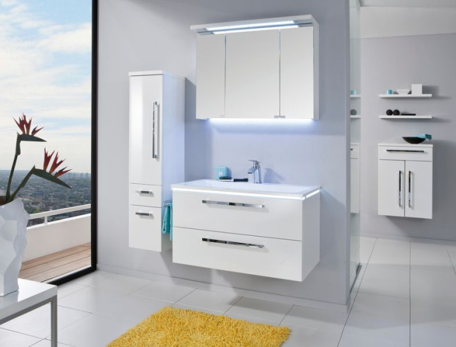 Puris Star Line, тумба (2 ящика) под раковину на 1 смеситель 900 мм, цвет серый структурный