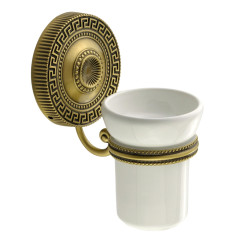 Стакан настенный, керамика белая/бронза Migliore MONTECARLO