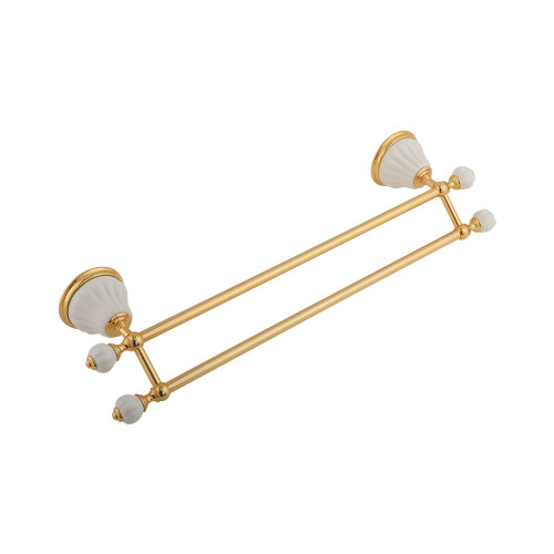 Полотенцедержатель двойной L50 см, керамика белая, золото Migliore Olivia