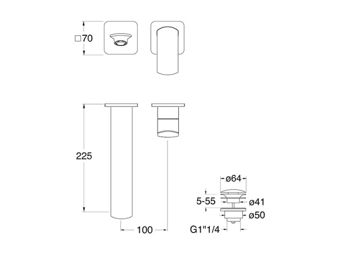 Смеситель для раковины настенный CRISTINA PROFILO PF25980