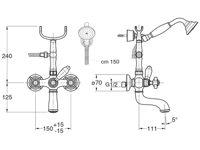 Смеситель для ванны CRISTINA LONDRA LD10151
