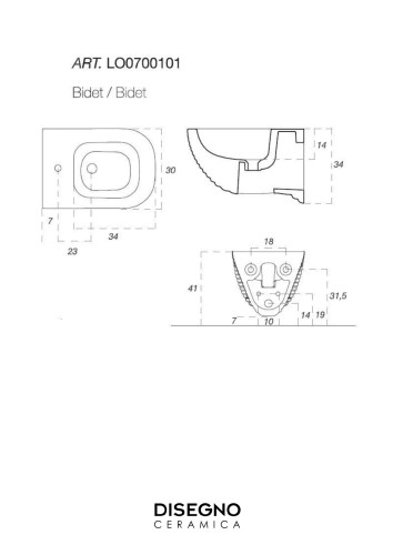 Disegno ceramica Loom, подвесное биде, c крепежом, 52,5x37 см, цвет белый глянцевый