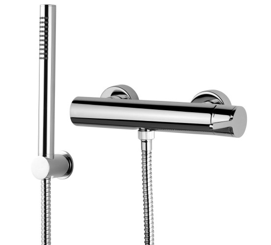 Emmevi Filobrass, однорычажный смеситель для душа с набором для душа, цвет черный матовый