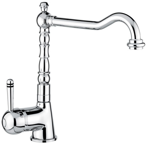 Emmevi Laguna, однорычажный кухонный смеситель с поворотным изливом (излив 22 см) и металлической ручкой, без донного клапана, цвет бежевый гранит