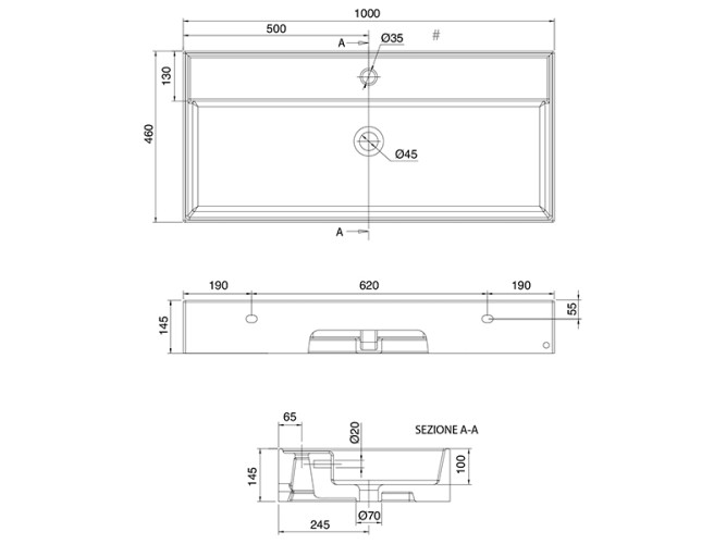 Раковина накладная/ подвесная Scarabeo TEOREMA 2.0 5106/R-100A/49