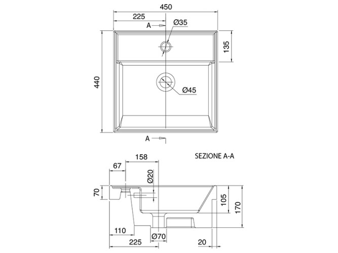 Раковина встраиваемая Scarabeo TEOREMA 2.0 5108/SEM