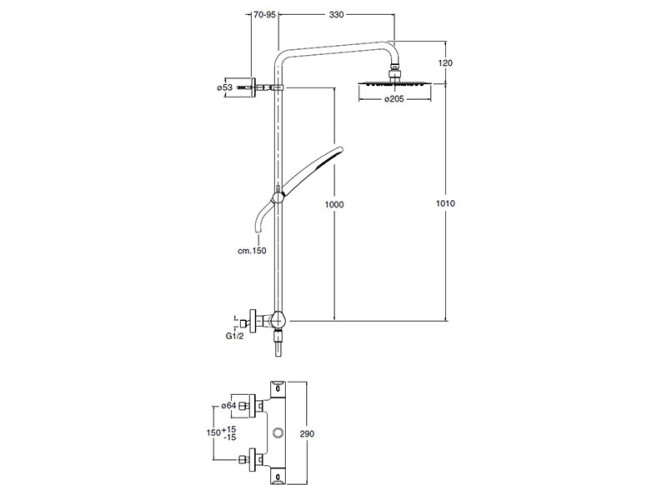 Душевая стойка с термостатическим смесителем CRISTINA NEW DAY ND45851