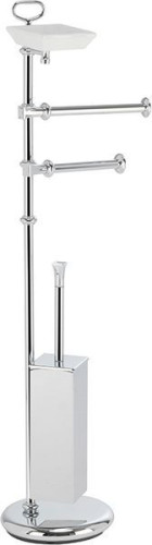 Stil Haus Prisma, cтойка: дозатор + полотенцедерж.+ бумагодер. + ёрш метал, цвет хром - белая кер.